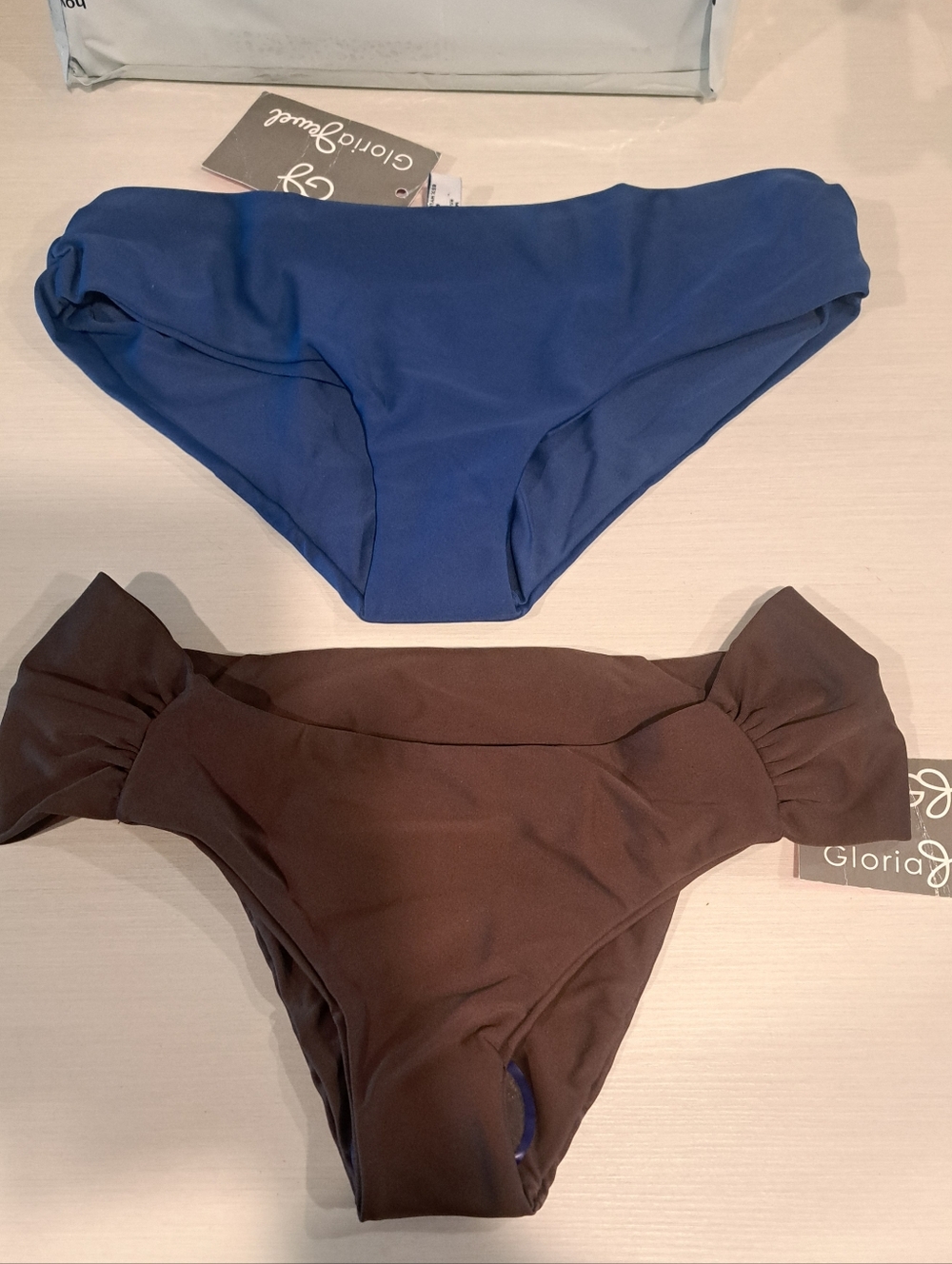 Gloria Jewel Swim Blue and Brown Bikini Bottoms Sz Xs